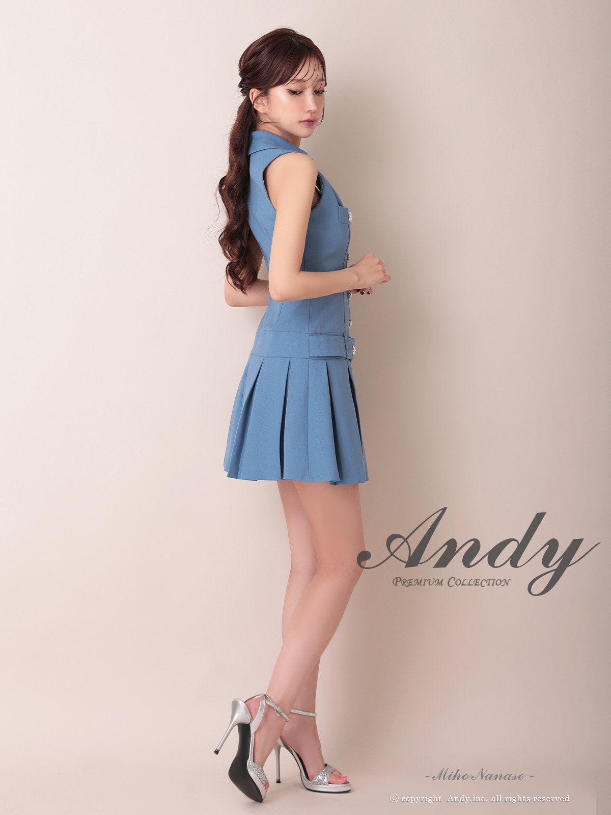 宴の前ほか Andy/アンディ】フロントボタン 襟付き Vネック プリーツ