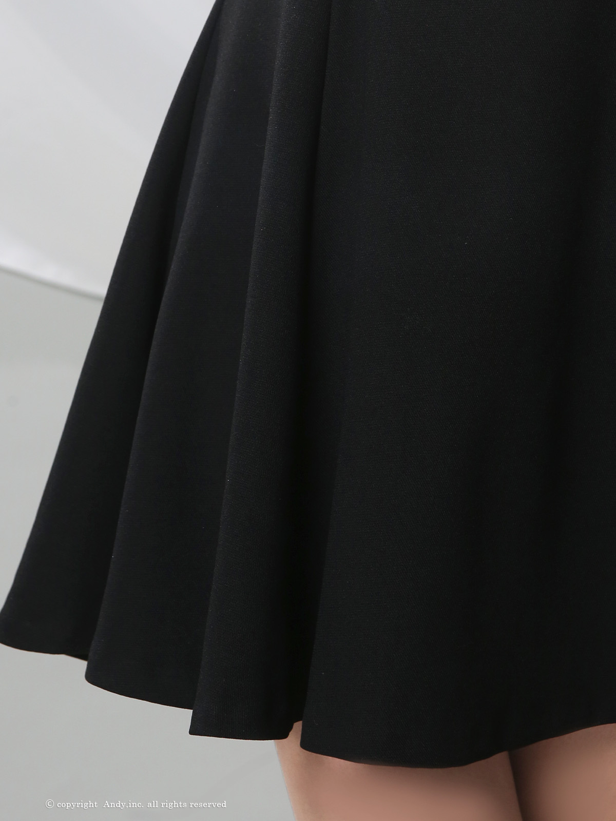 ノースリーブ 襟付き ボタン プリーツ フレアミニドレスの詳細画像2