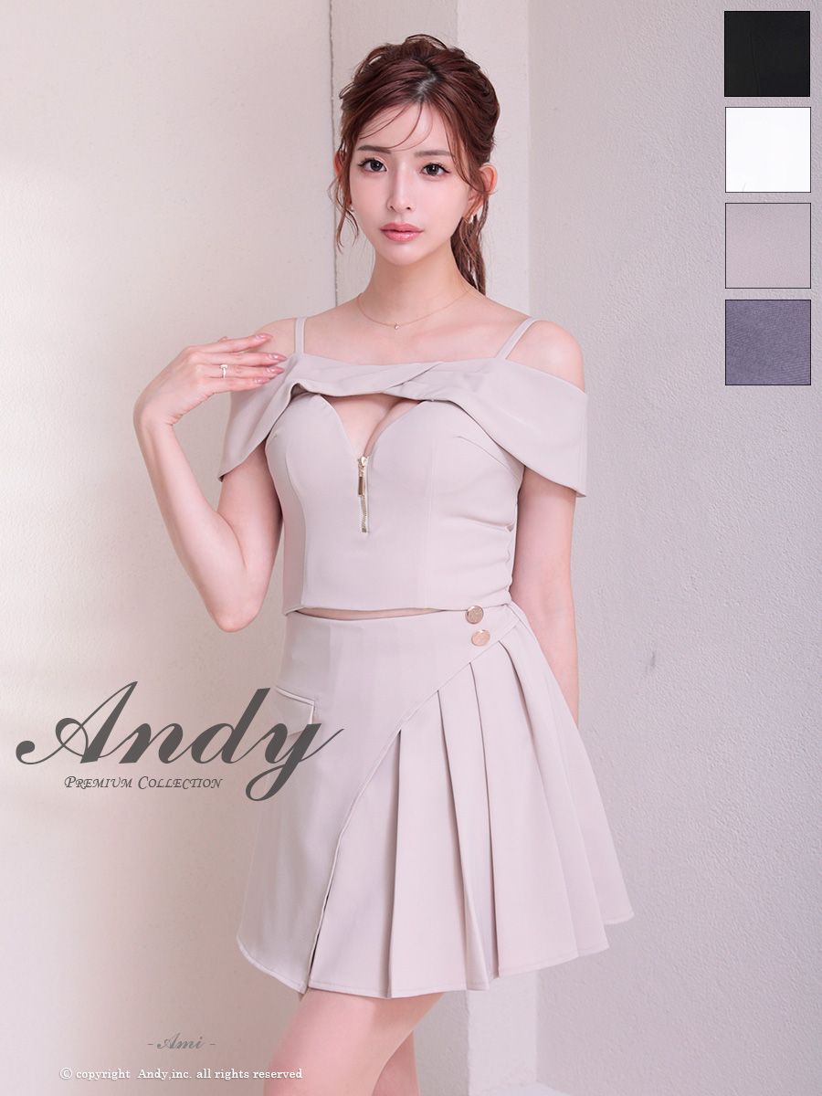 襟付き プリーツ 飾りボタン ジップデザイン セットアップ ノースリーブ フレアミニドレスのメイン画像1