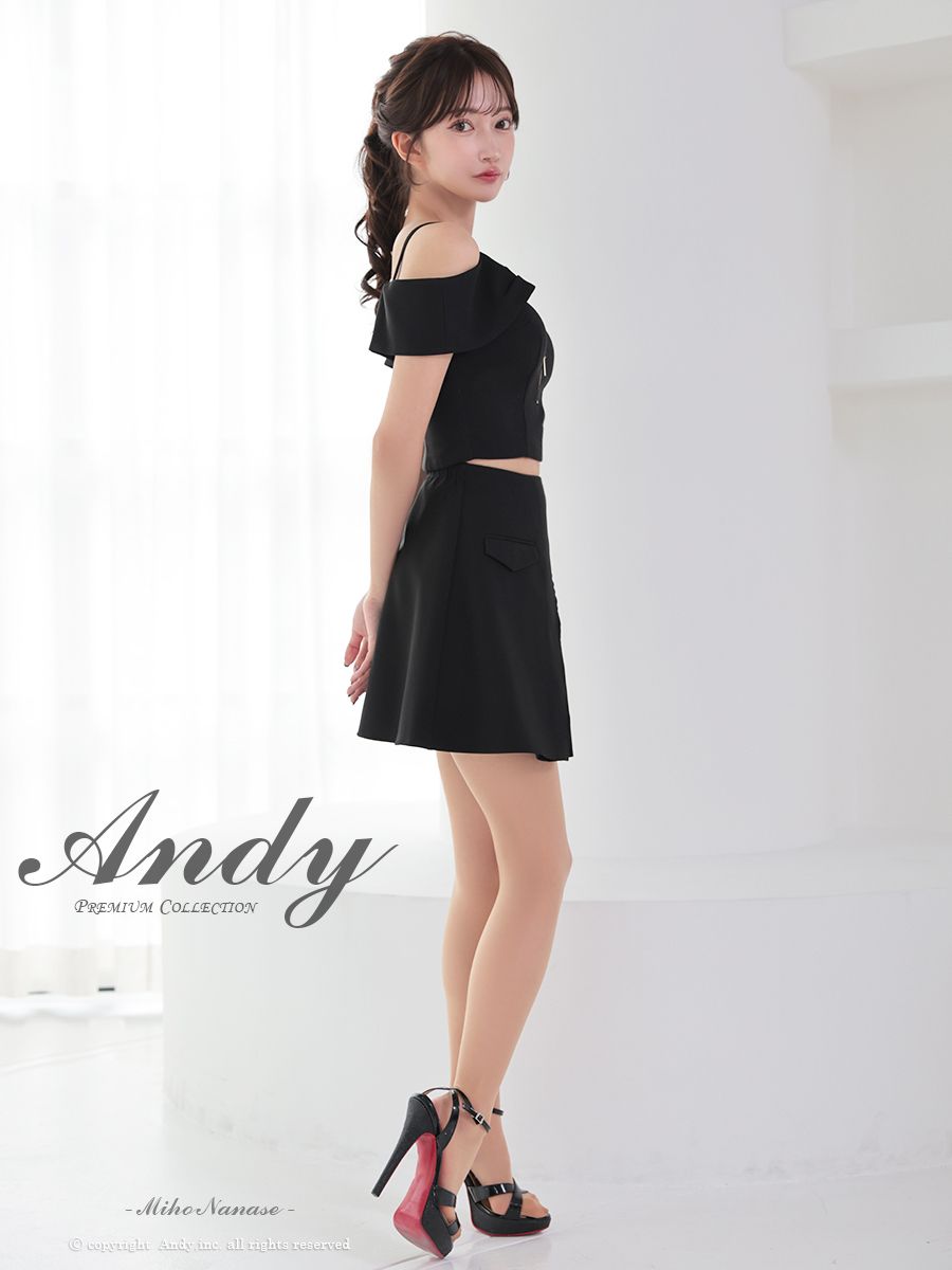 襟付き プリーツ 飾りボタン ジップデザイン セットアップ ノースリーブ フレアミニドレスの全身サイド画像1