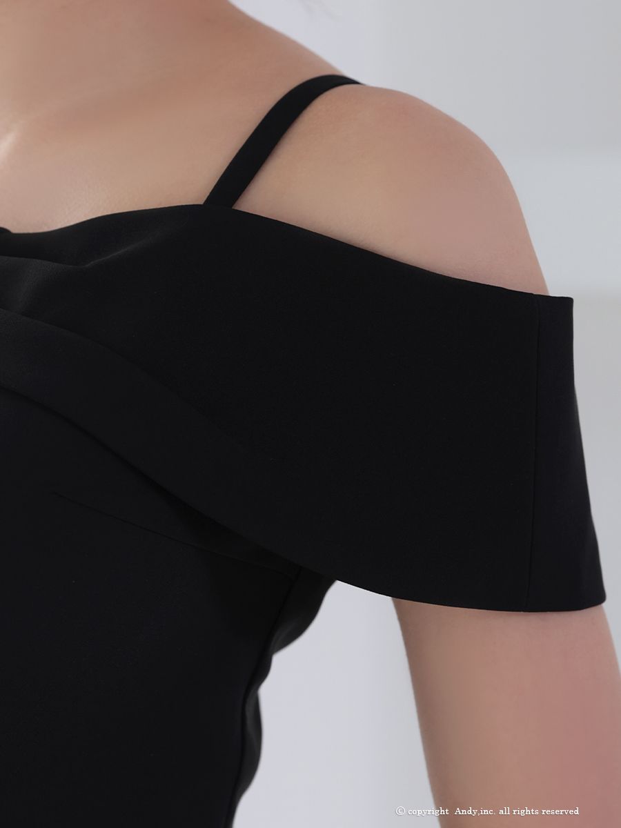 襟付き プリーツ 飾りボタン ジップデザイン セットアップ ノースリーブ フレアミニドレスの詳細画像2