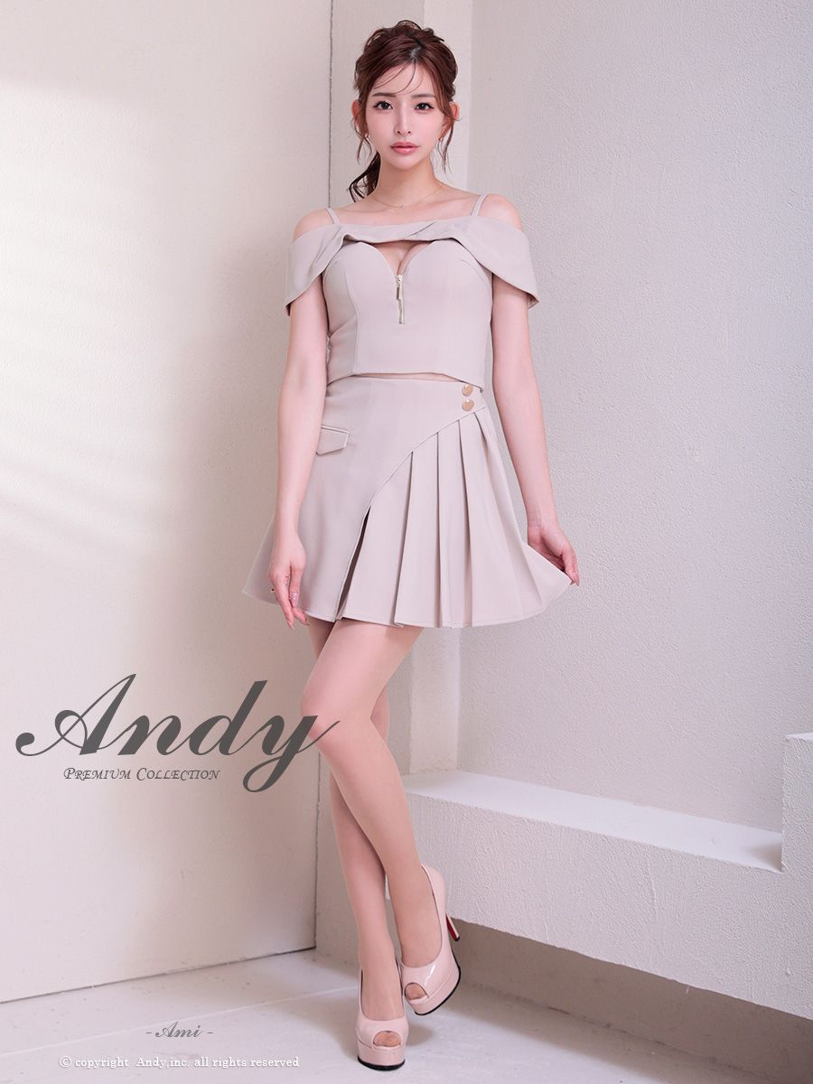 襟付き プリーツ 飾りボタン ジップデザイン セットアップ ノースリーブ フレアミニドレスの全身バック画像3