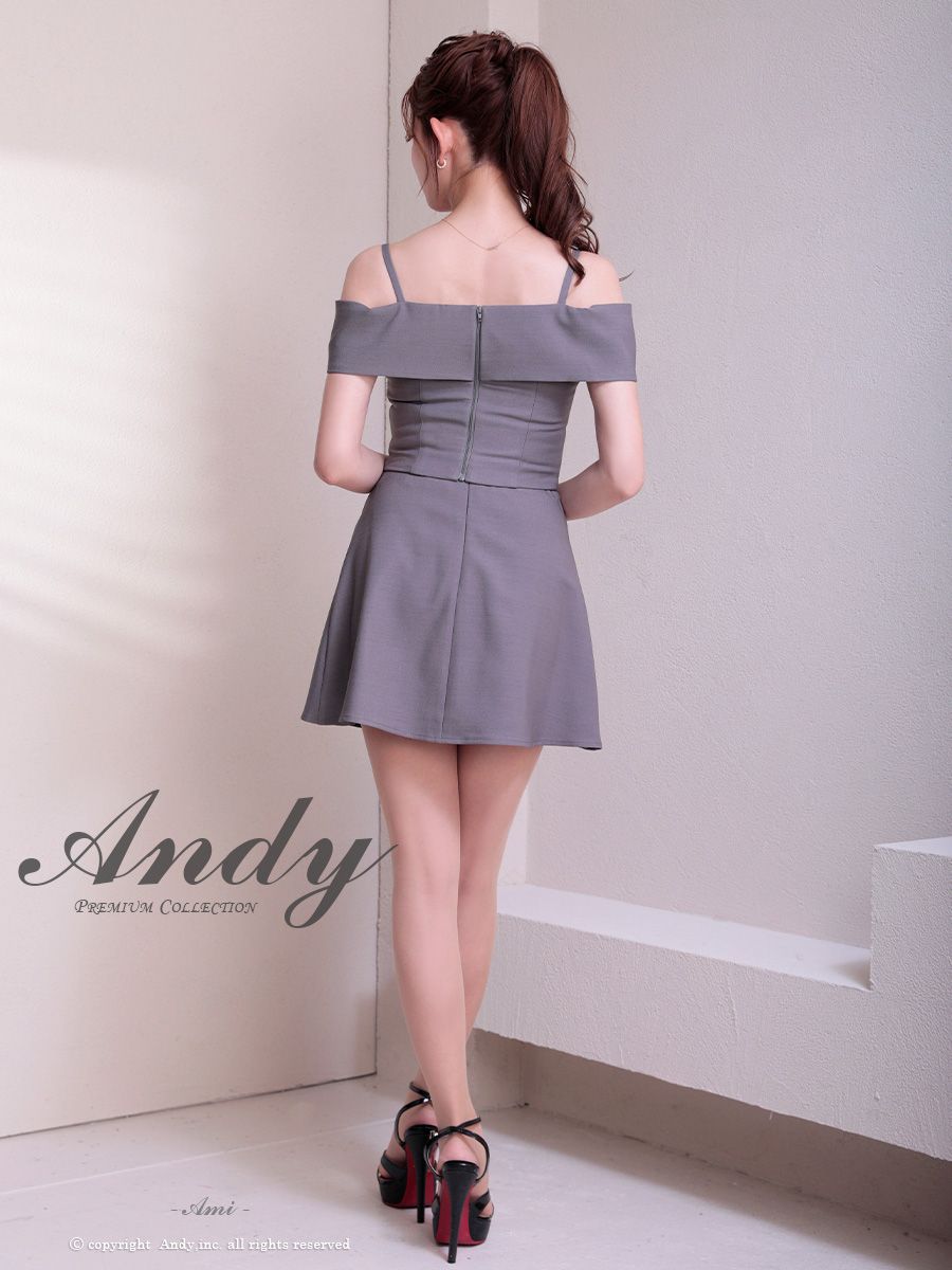 襟付き プリーツ 飾りボタン ジップデザイン セットアップ ノースリーブ フレアミニドレスの全身バック画像4