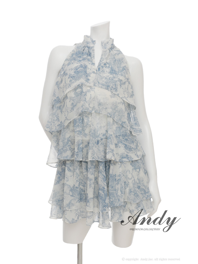 ノースリーブ セットアップ ティアード フリル シフォン アメリカンスリーブ フレアミニドレスのメイン画像2