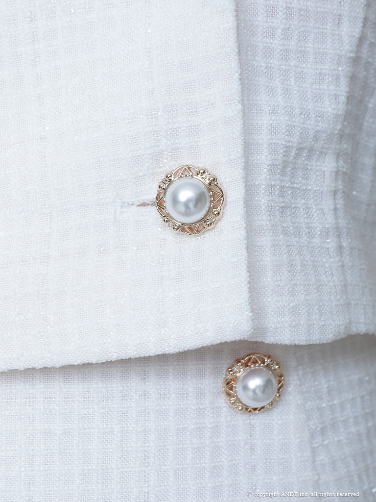 マーメイド パールボタン 半袖 セットアップ Aライン 裾フリル フレアミニドレスの詳細画像2