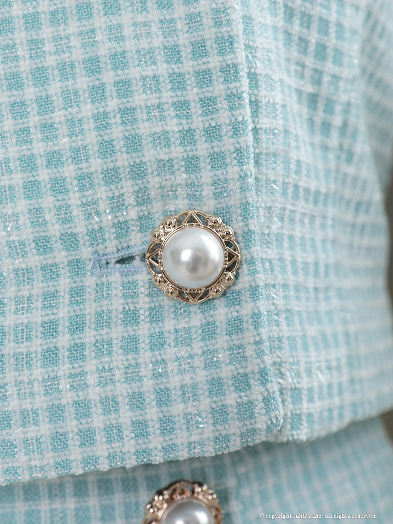 パールボタン マーメイド Aライン 半袖 セットアップ 裾フリル タイトミニドレスの詳細画像1