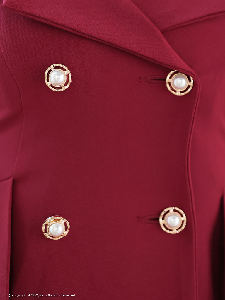 キャバドレス an アン 上品 ノースリーブ 襟付き ショルダーリボン パールボタン フレアミニドレスのデティール1