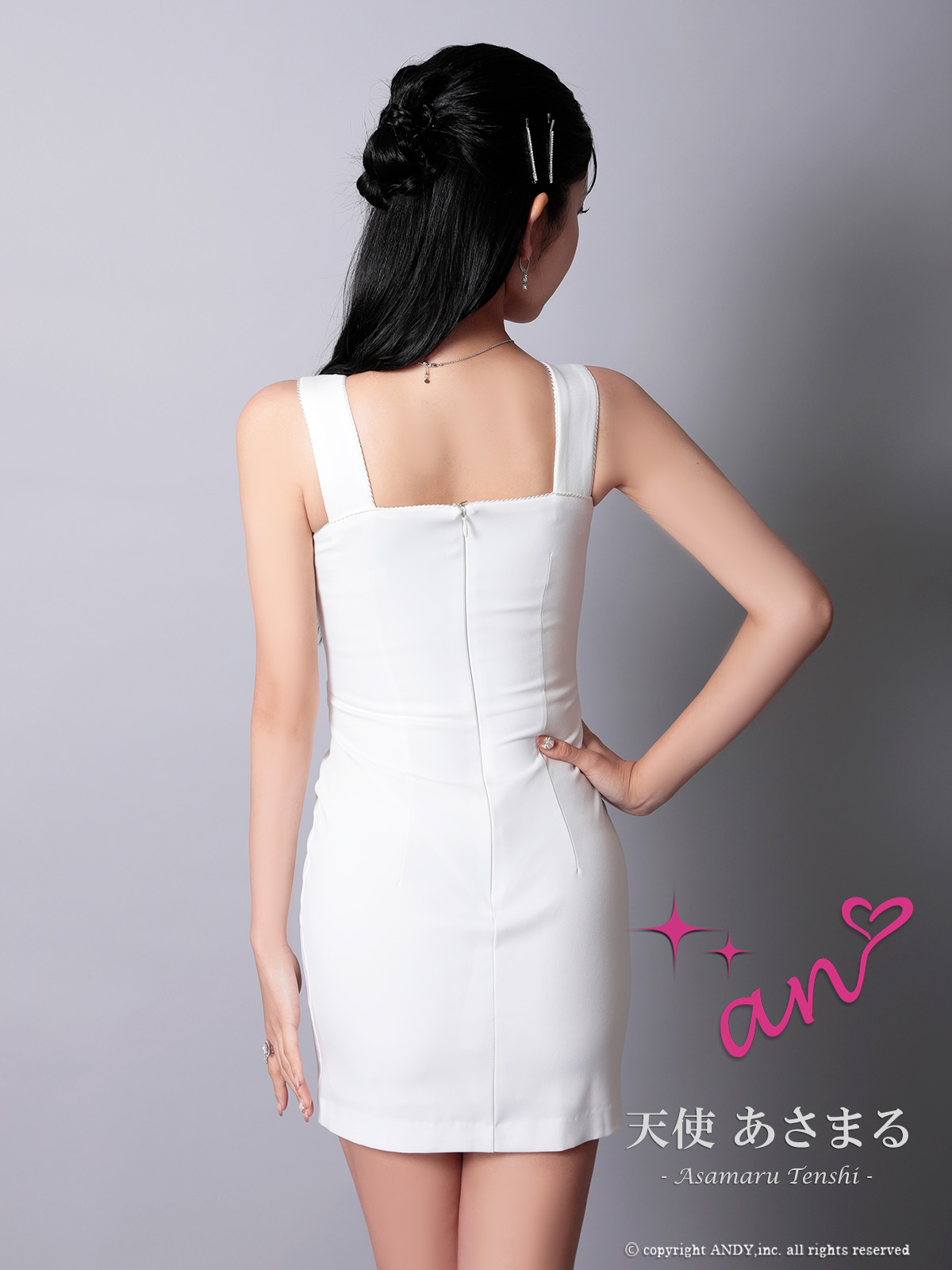 ノースリーブ ジップデザイン チェーン タック マーメイド ロングテールドレスの詳細画像