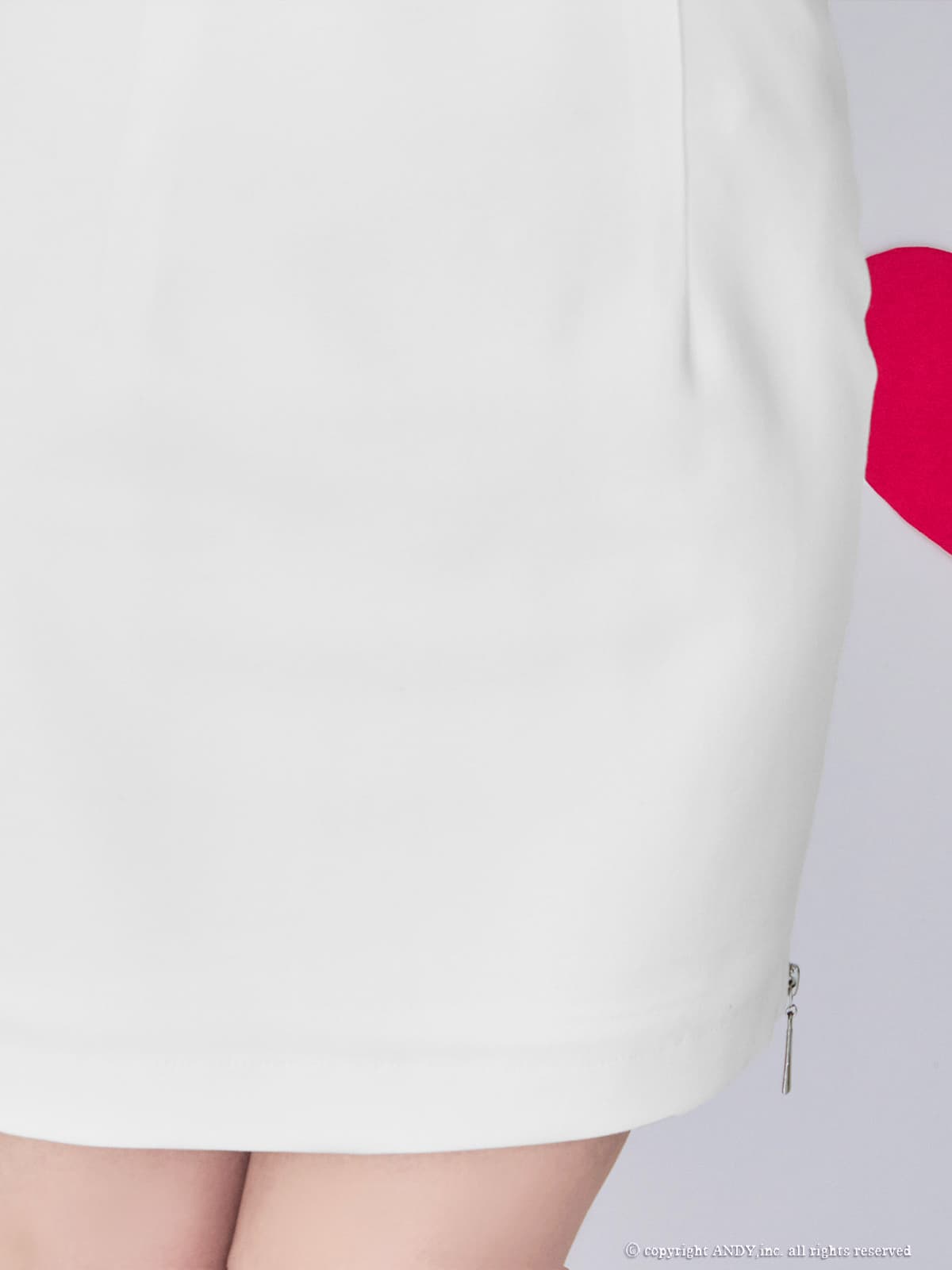 ベアトップ ジップデザイン ウエストカット リボン スリット タイトミニドレスの詳細画像2