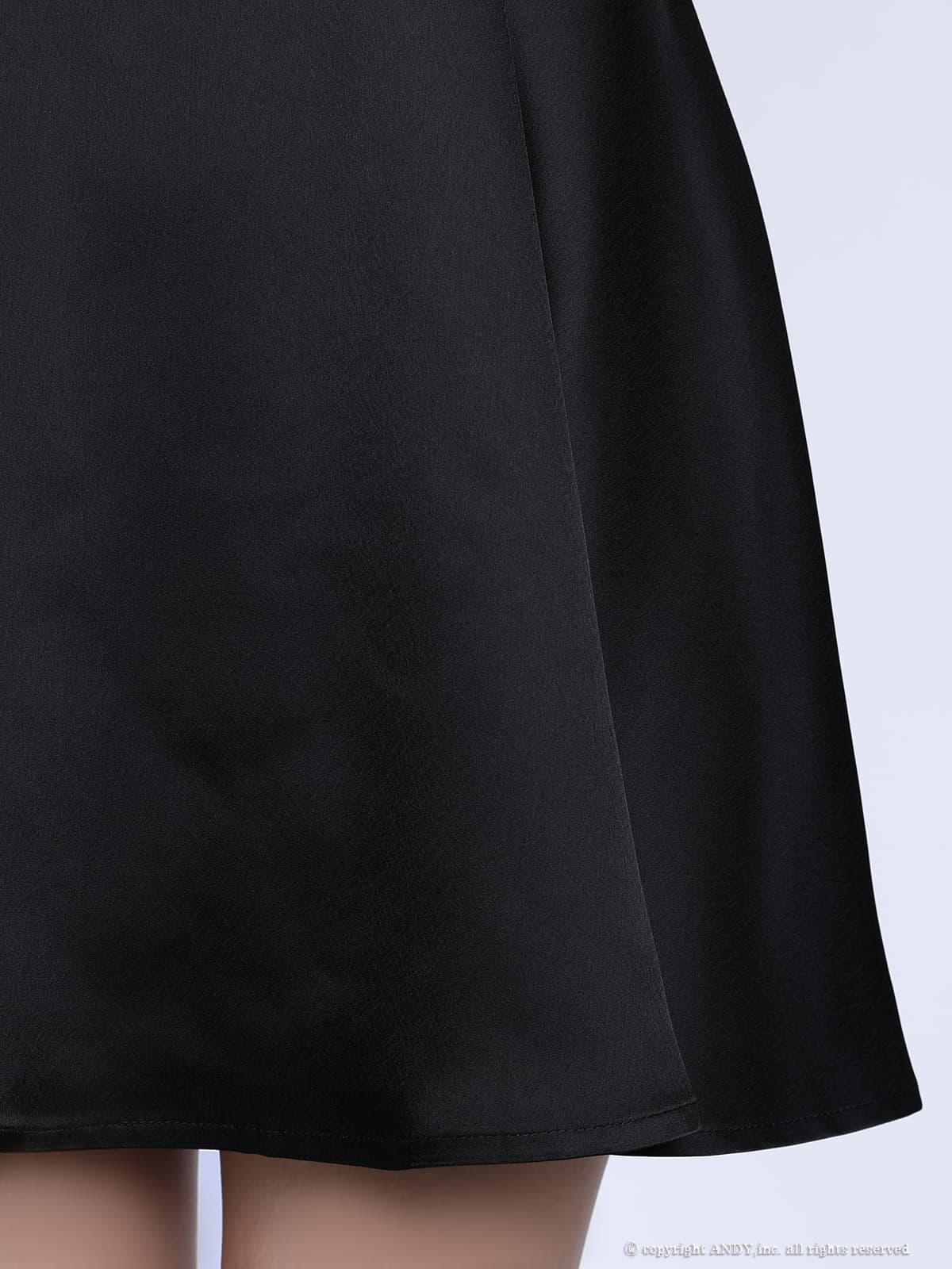 ホルターネック ジップデザイン バストカット ネックリボン バイカラー フレアミニドレスの詳細画像2