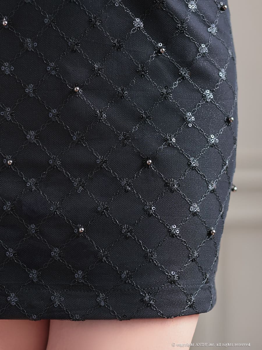 キャミソール ジップデザイン チェック柄 ドット柄 ビジュー リボン スパンコール タイトミニドレスの詳細画像1