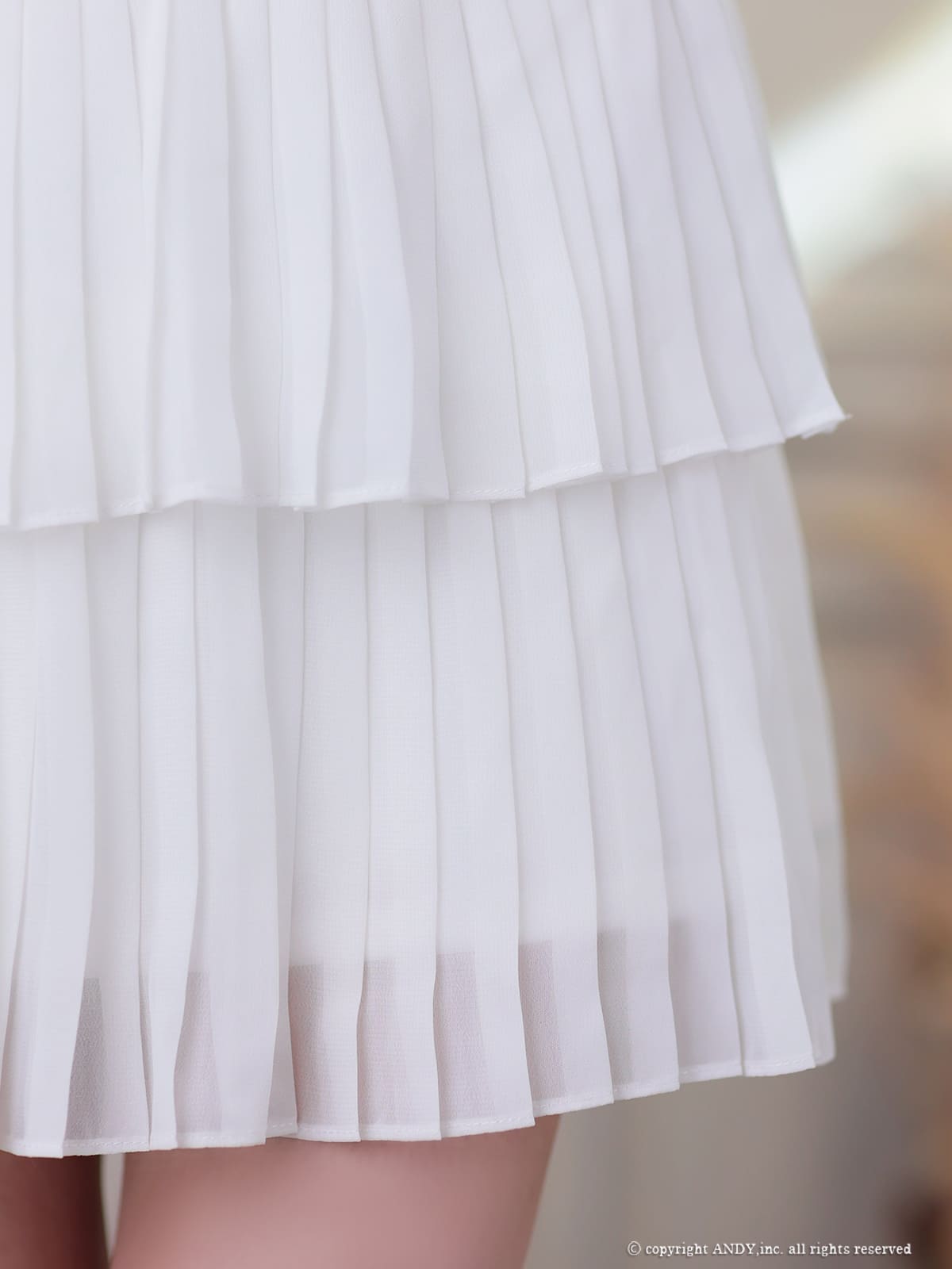 キャミソール セットアップ バイカラー ビジュー ボタン リボン ティアード フリル フレアミニドレスの詳細画像2