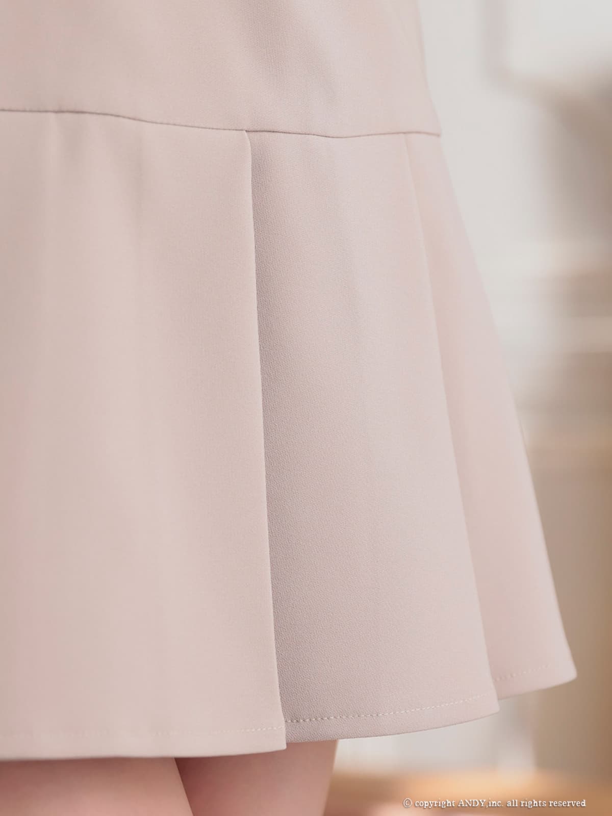 ノースリーブ ジップデザイン フリル プリーツ リボン フレアミニドレスの詳細画像2