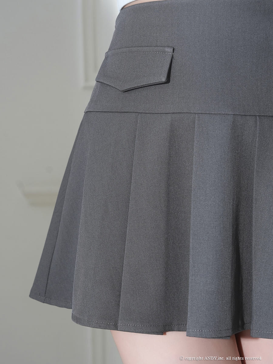 ノースリーブ セットアップ ジップデザイン 襟付き プリーツ ビジュー ボタン バイカラー フレアミニドレスの詳細画像2