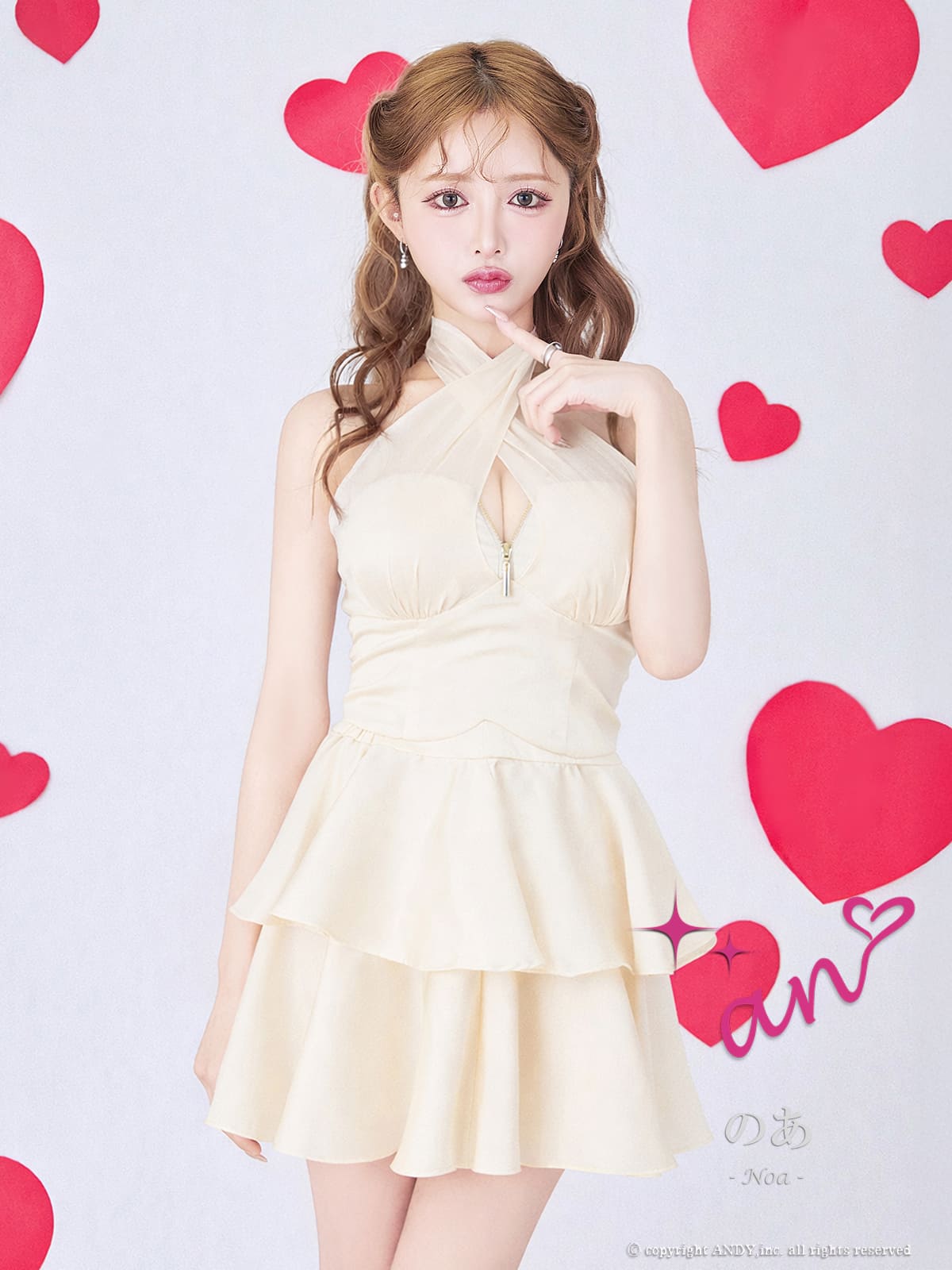 ノースリーブ ジップデザイン 襟付き プリーツ レイヤード ラメ フレアミニドレスのメイン画像1