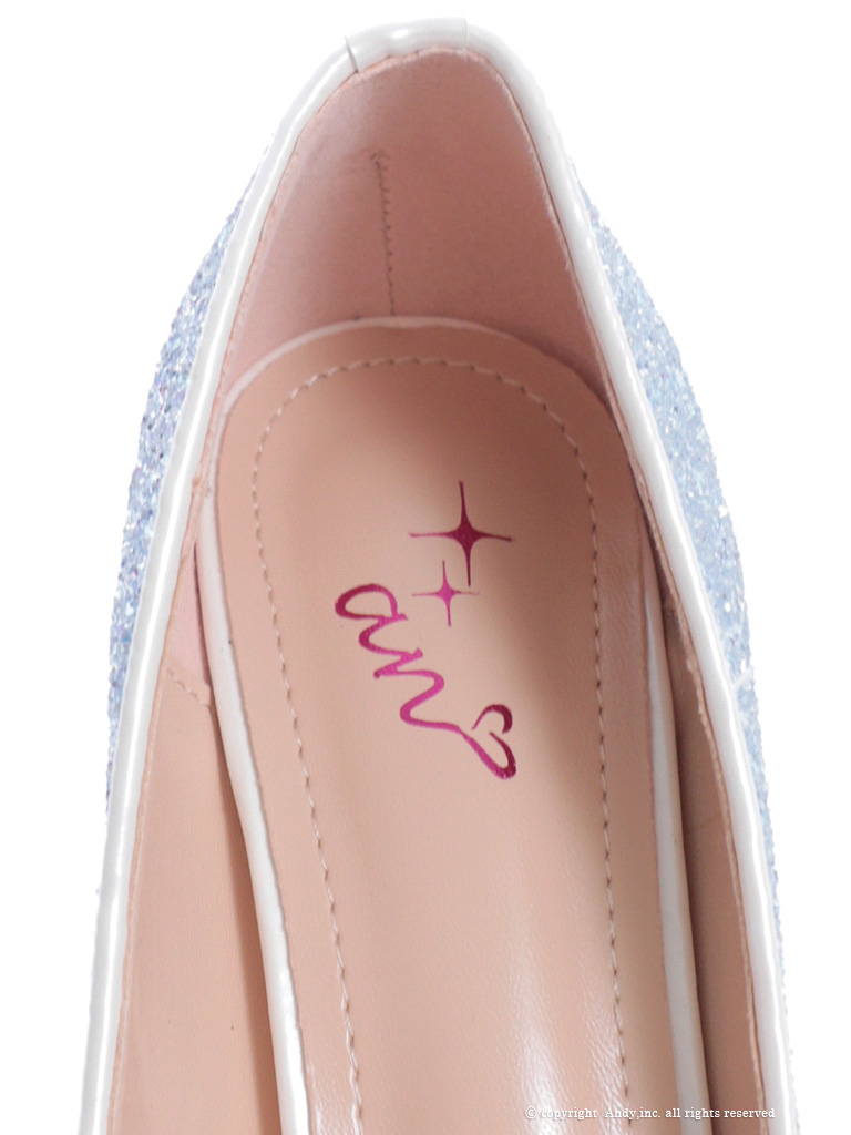 グリッター ラメ リボン グラデーション ピンヒール オープントゥ パンプスのイメージ画像4