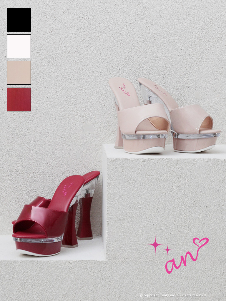 プラットフォーム ミュール クリアグロウ 厚底ヒールのメイン画像2