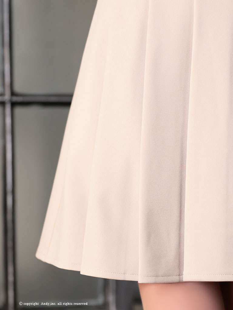 半袖 バストカット 襟付き バイカラー ジップデザイン セットアップ フレアミニドレスの詳細画像1