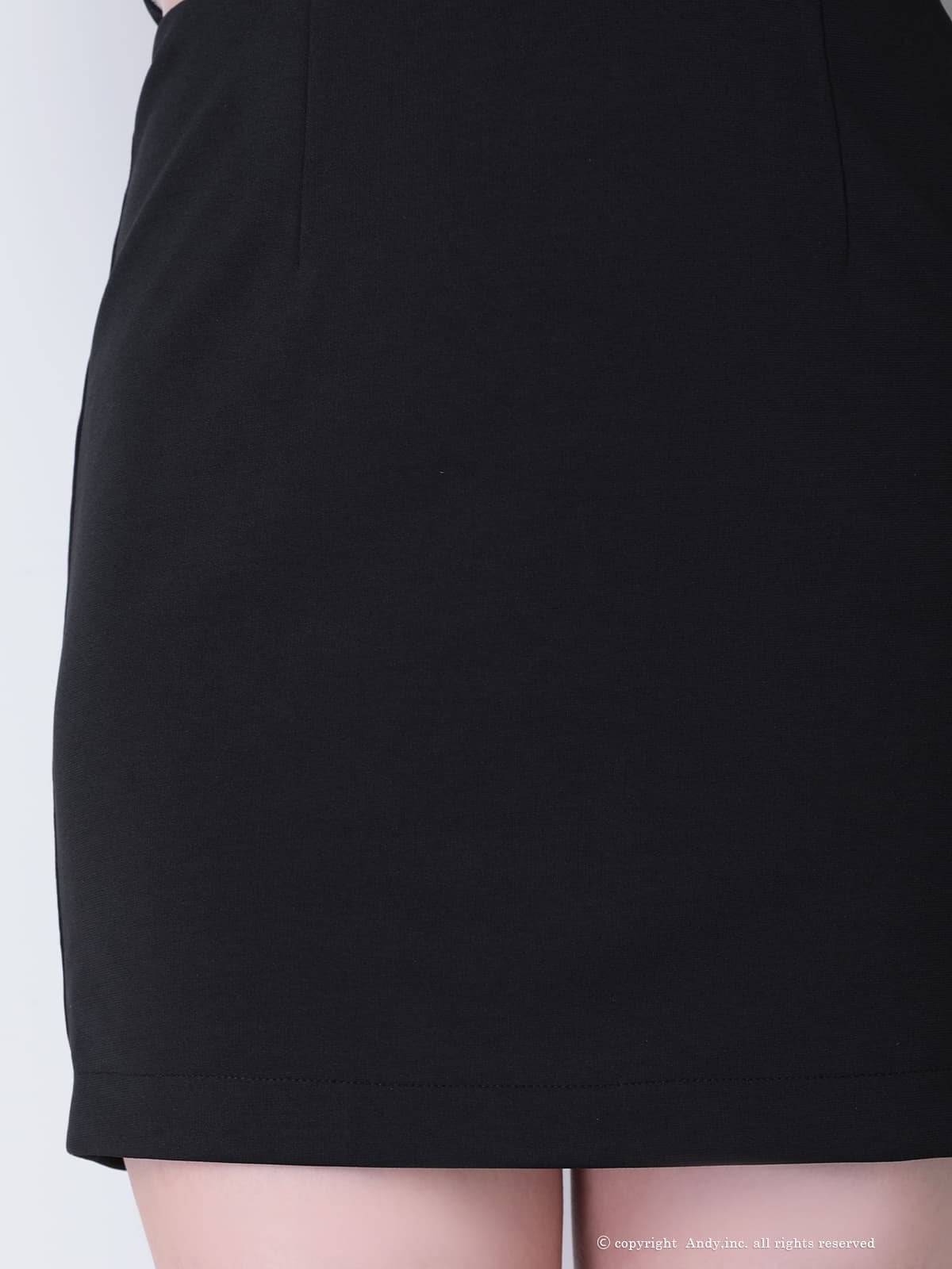 長袖 肩あき ノースリーブ くびれ透け ジップデザイン スクエアネック カットデザイン タイトミニドレスの詳細画像4