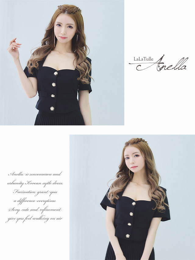 ブラウス風 プリーツスカート セットアップ 袖あり フレアミニドレスのイメージ画像3