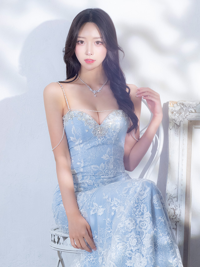 セクシー 2way ベアトップ キャミソール オープンバスト パール マーメイドロングドレスのイメージ画像3
