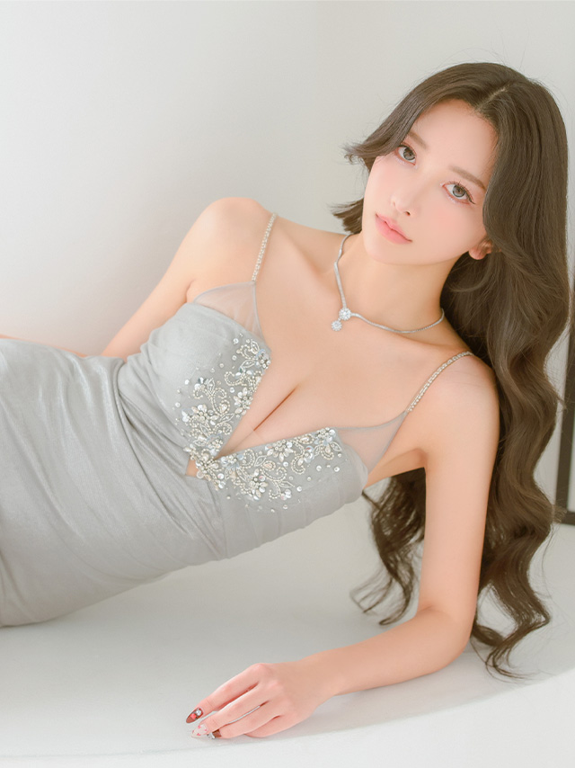 キャミソール バストVカット ウエストタック ビジュー タイトミニドレスのイメージ画像4