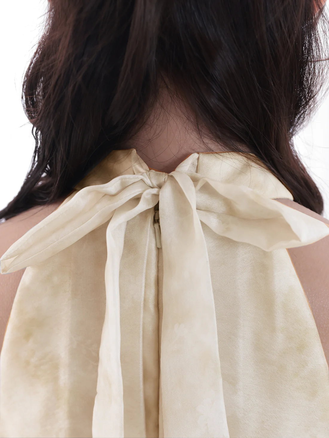 ホルターネック ティアード フラワー シフォン ウエストマーク フレアミニドレスのイメージ画像13