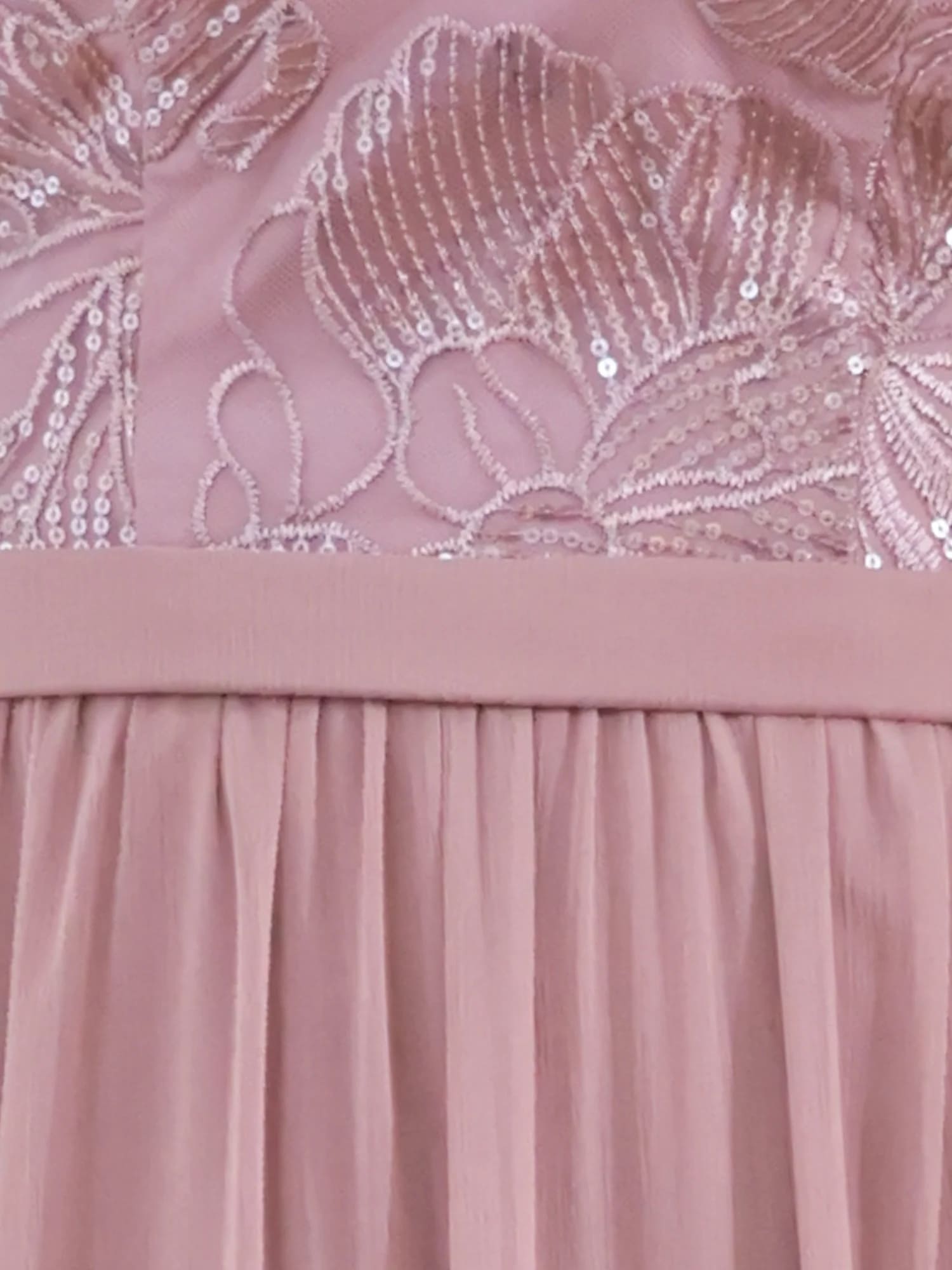 キャミソール ハートカット アッパーフラワーデザイン ウエストマーク ビジュー シフォン Aラインロングドレスのイメージ画像12