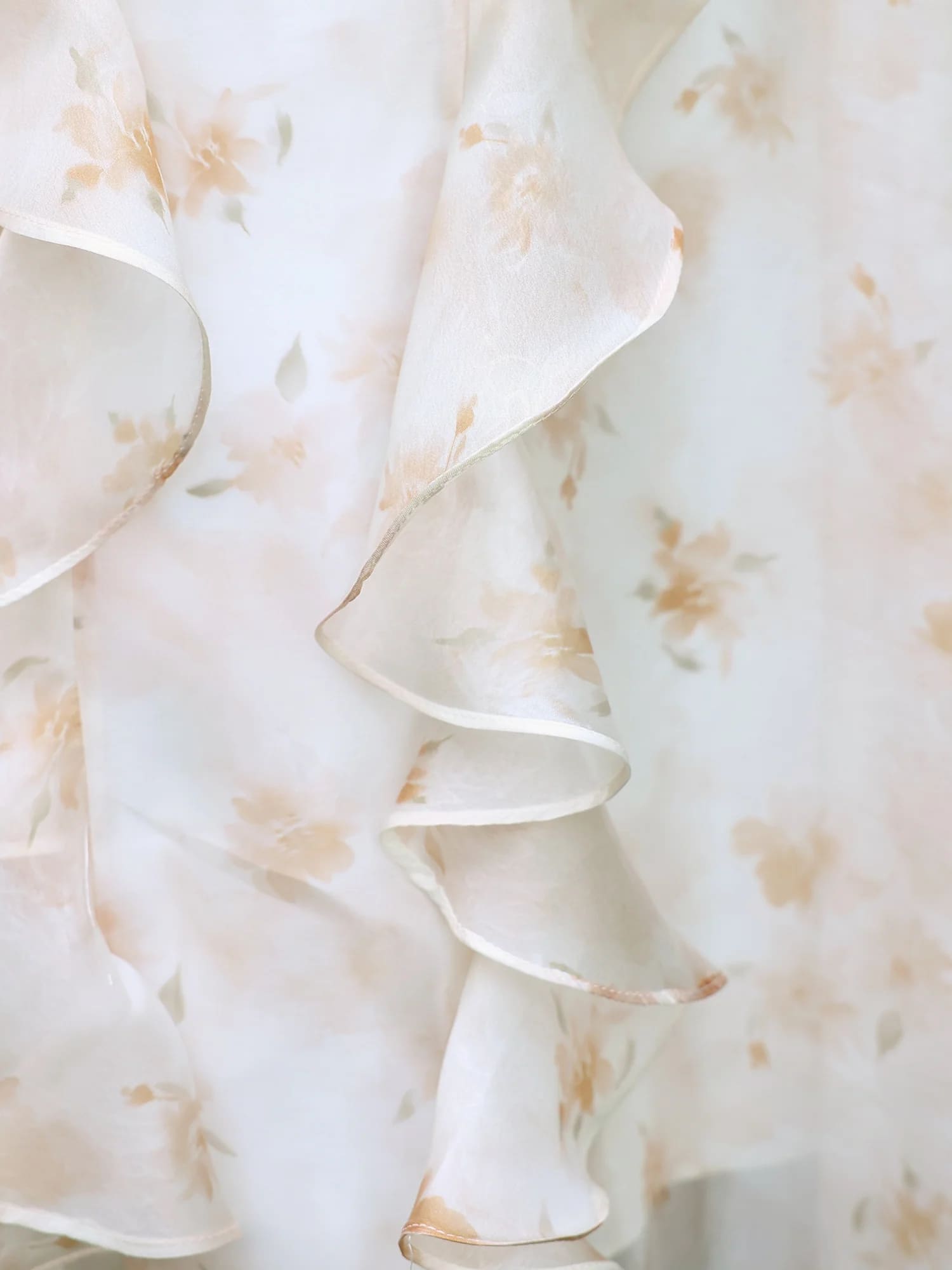 キャミソール バストリボン フラワーデザイン フリル シフォン Aラインロングドレスのイメージ画像9