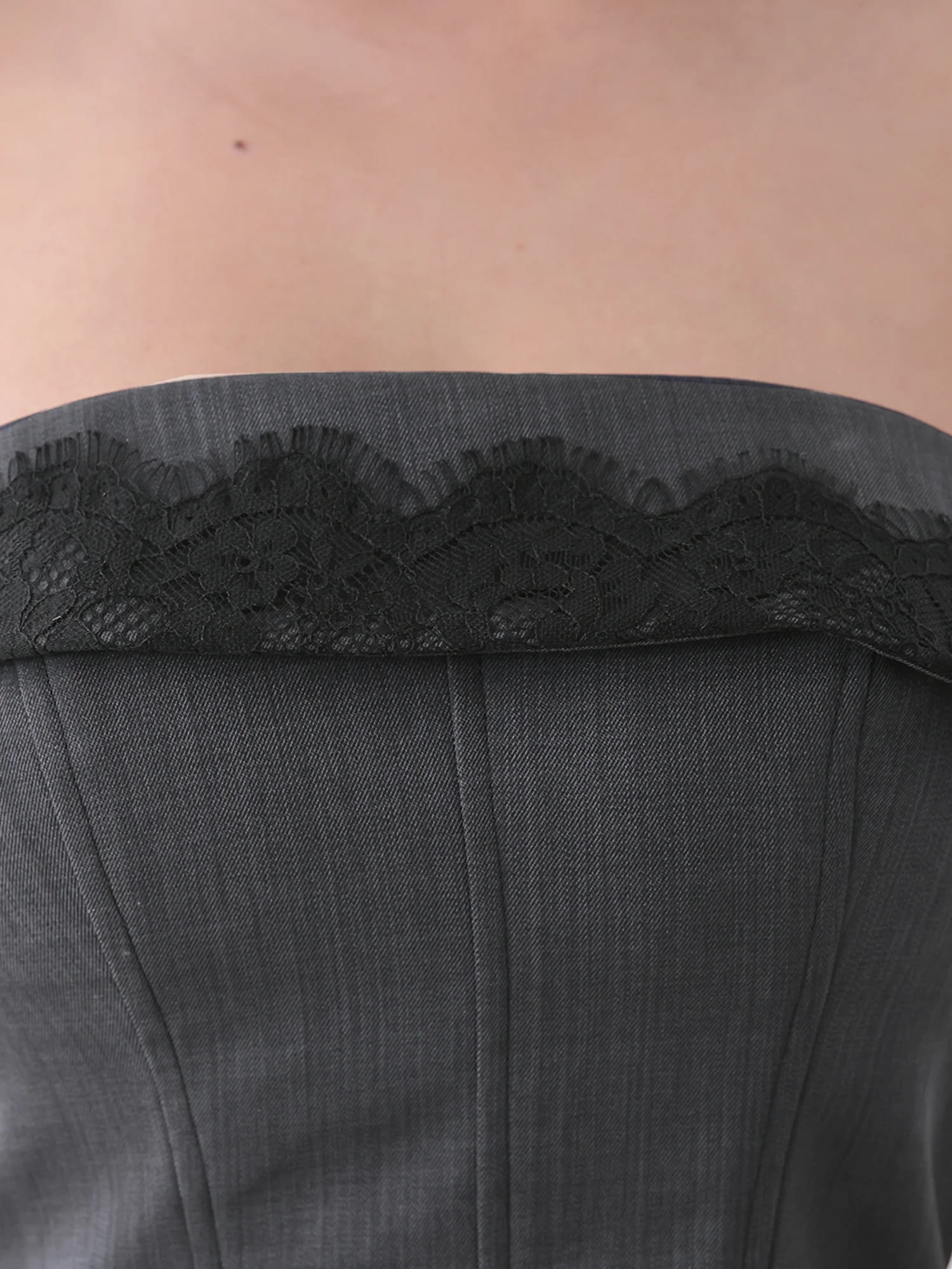 ベアトップ レース リボン セットアップ プリーツ フレアミニドレスのイメージ画像10