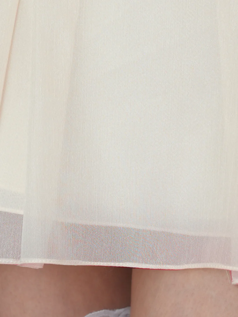 セットアップ シフォン フリル シアー リボン ベアトップ フェミニン フレアミニドレスのイメージ画像10