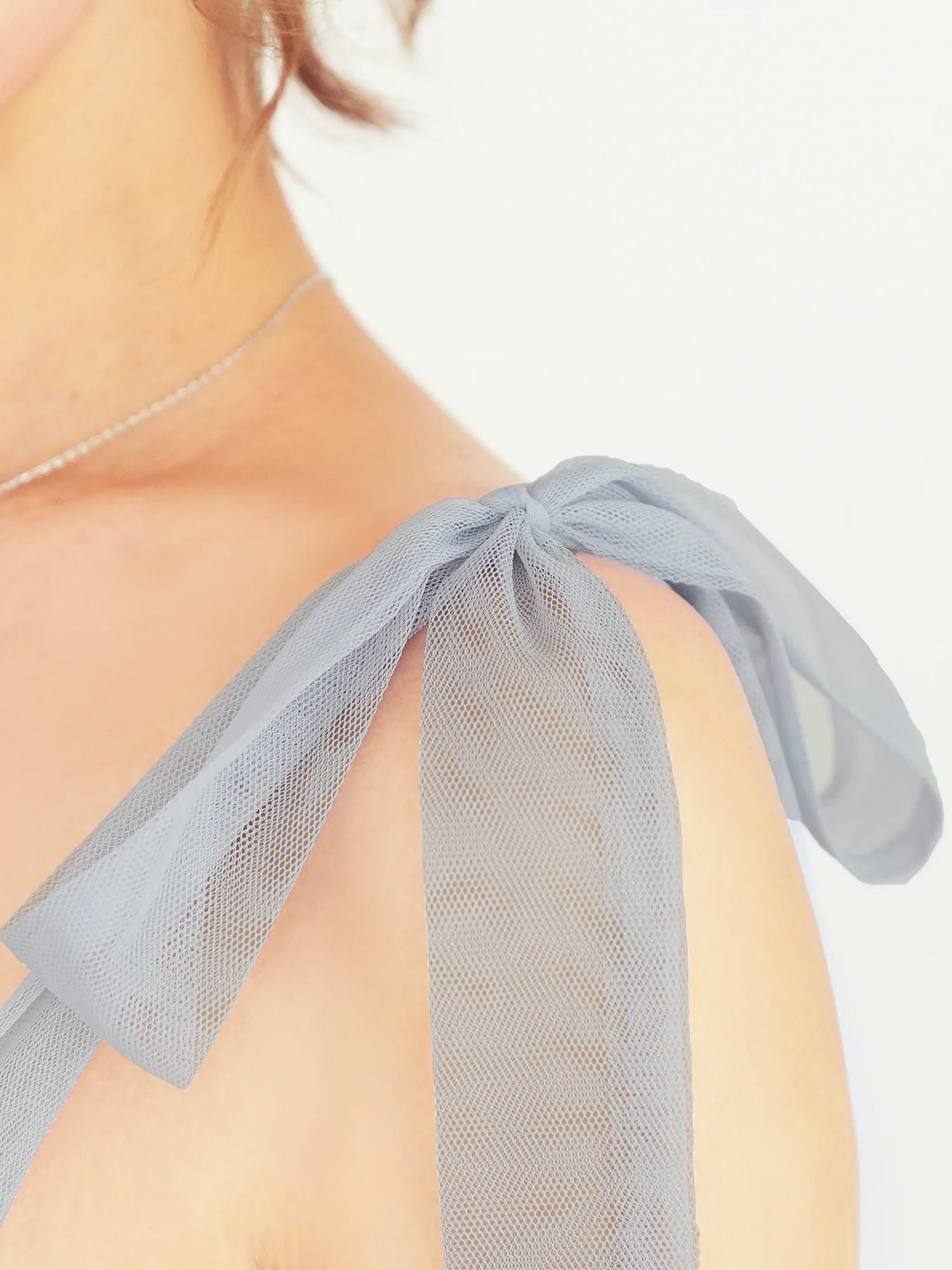 2way ショルダーリボン オフショルダー 立体フラワー ビジュー シャーリングシフォン マーメイドロングドレスのイメージ画像11