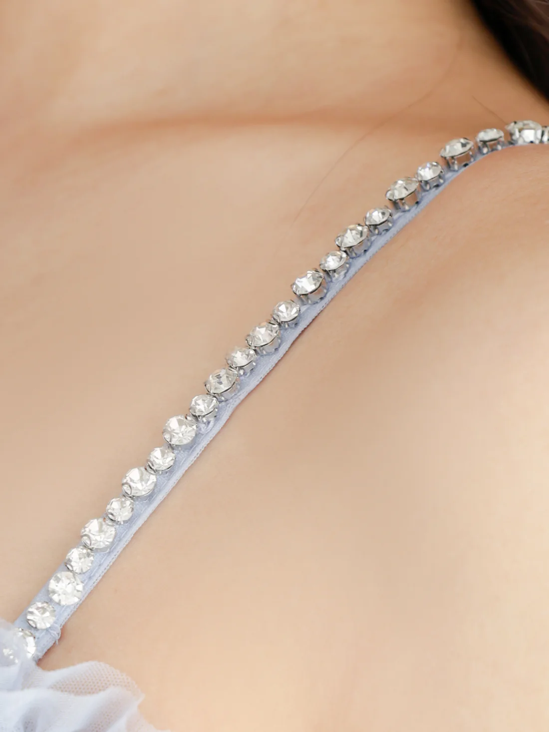 キャミソール 2way ベア チュール リボン ビジューチェーン フリル フェミニン フレアミニドレスのイメージ画像11