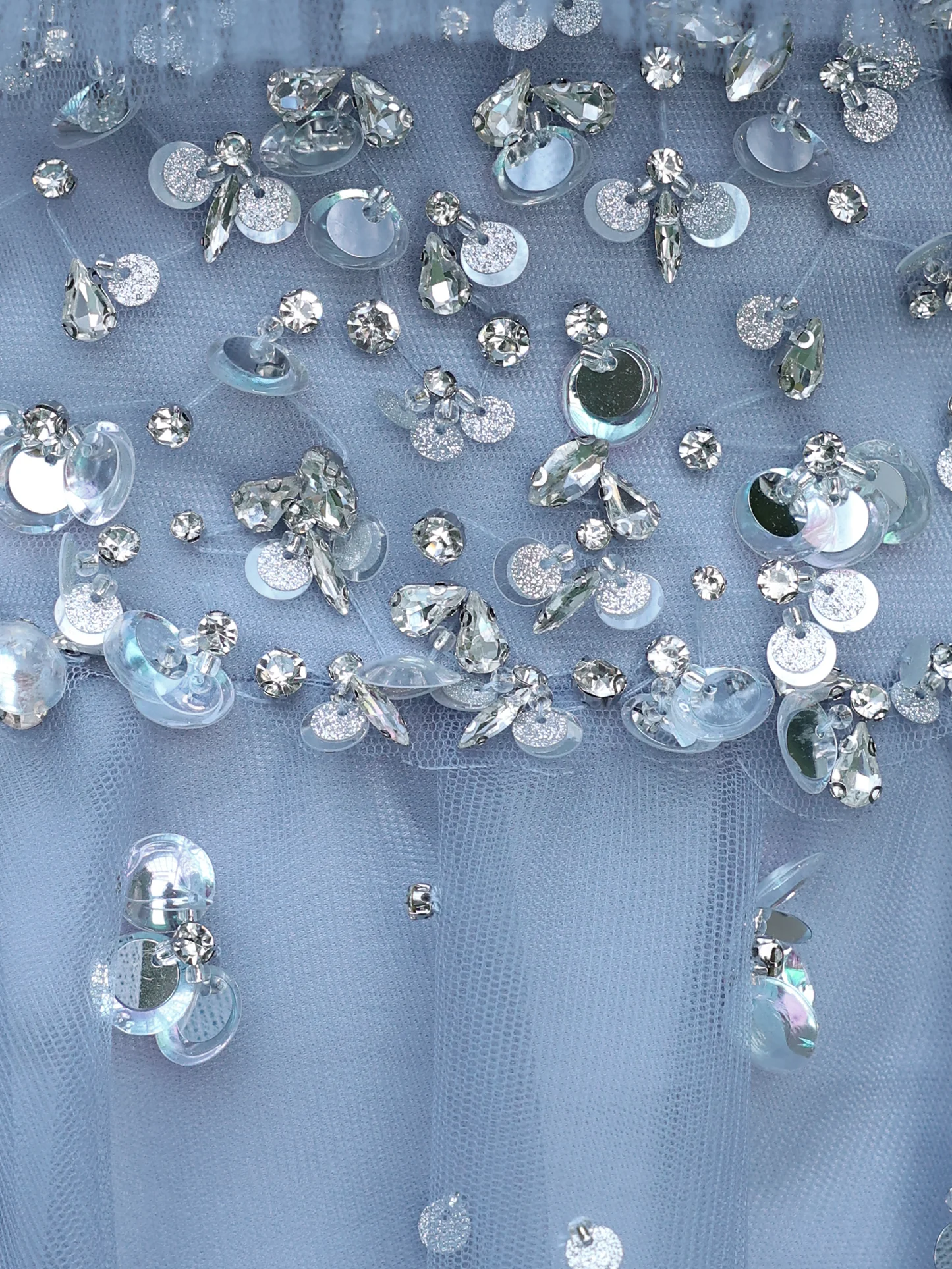 キャミソール 2way チュール ベアトップ アッパーフリル ウエストビジュー Aラインロングドレスのイメージ画像12