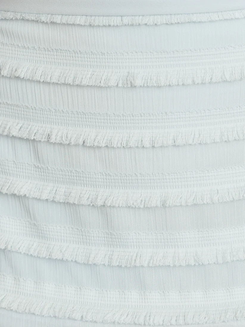 ホルターネック パールチェーン シフォンフリル フリンジ ボーダー セットアップフレアミニドレスのイメージ画像8