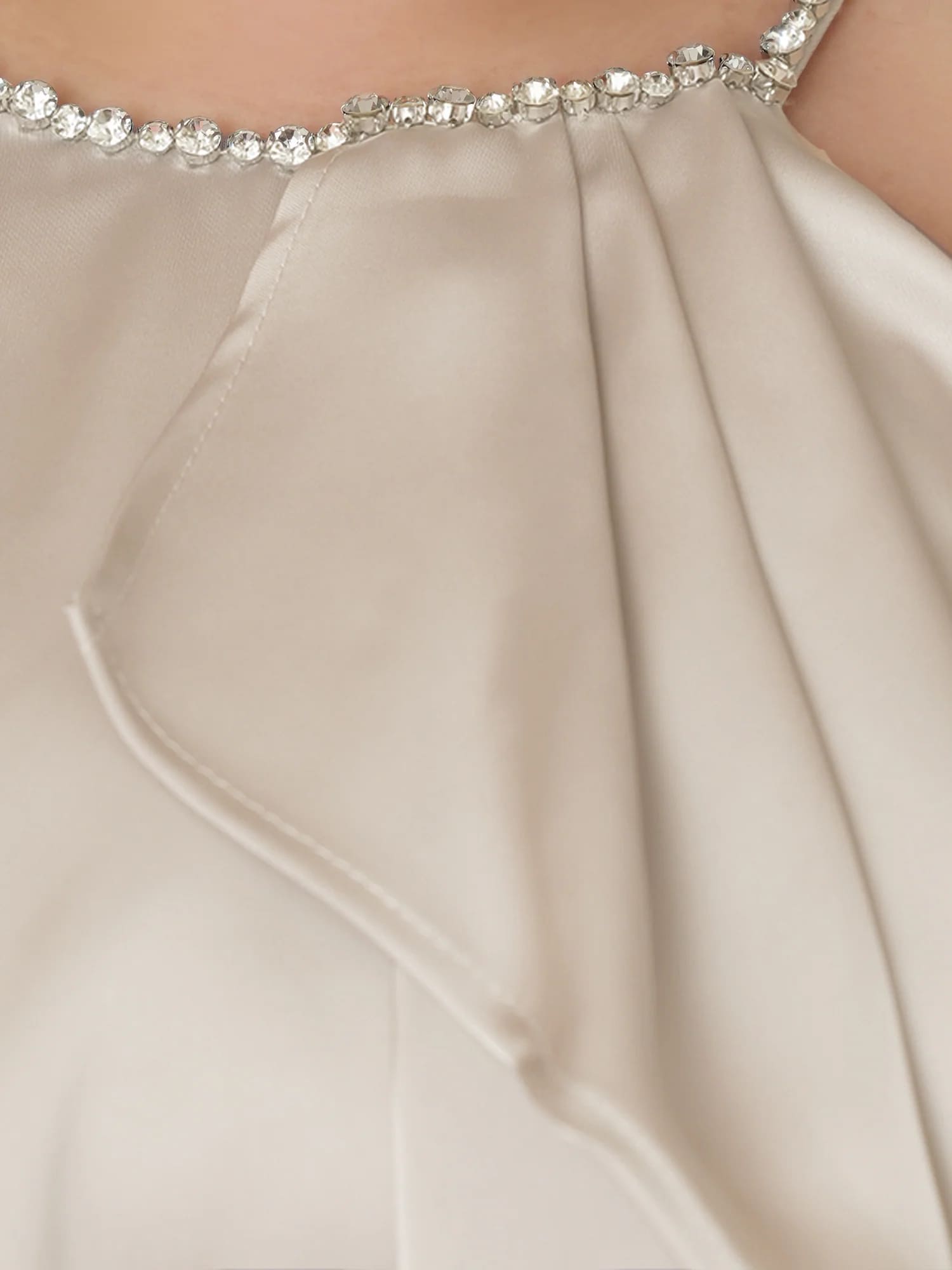 ビジュー ホルターネック ドレープフリル リボン サテン フレアロングドレスのイメージ画像8