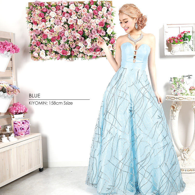 ハートカット スパンコールレース プリンセス バースデー　フレアロングドレスのイメージ画像1