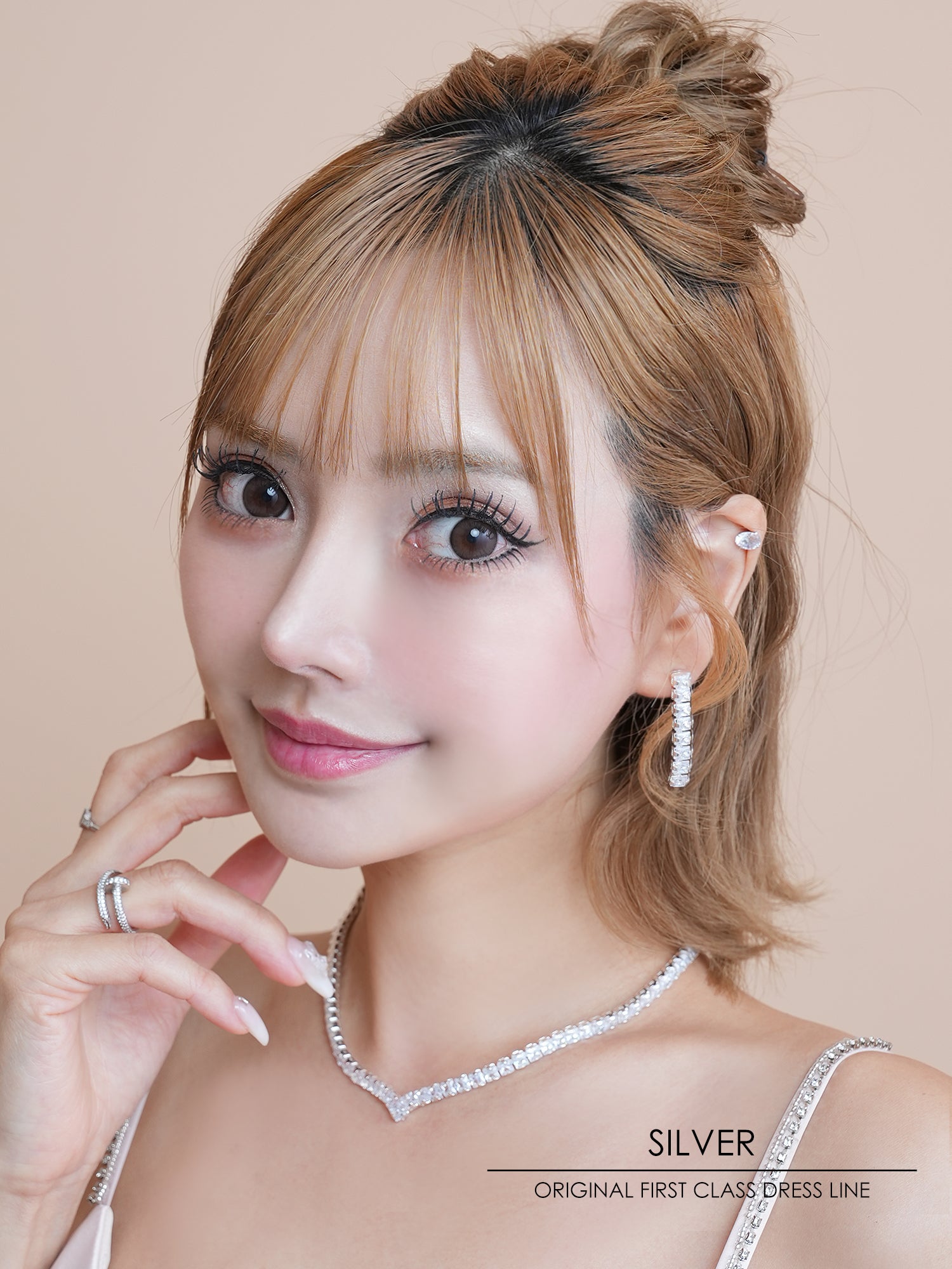 スクエア ジュエル Vライン ビジューアクセサリー2点SETのイメージ画像2