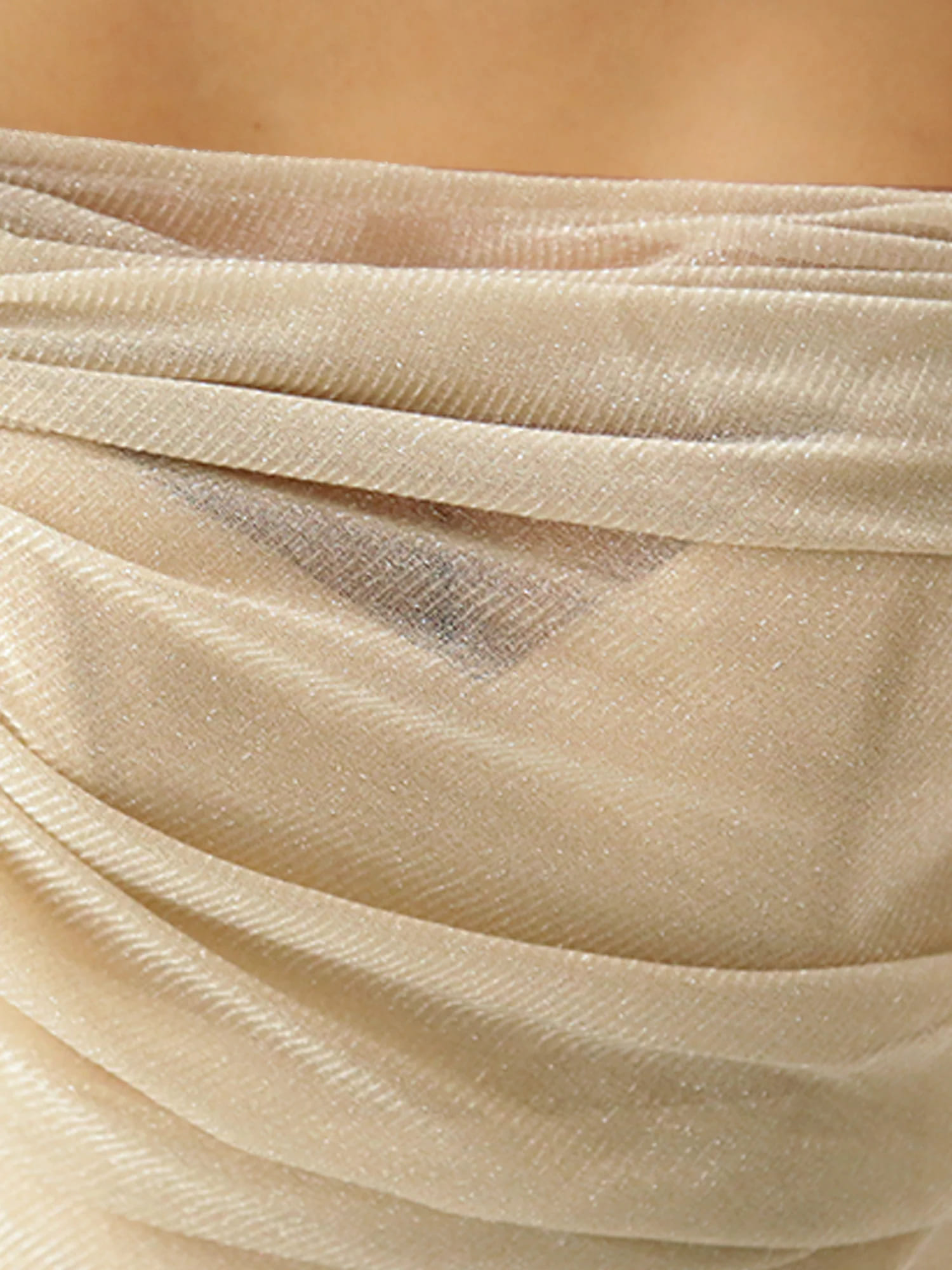 長袖 アシンメトリーデザイン ドレープ ビジュー ラメ フレア 膝丈ドレスのイメージ画像11