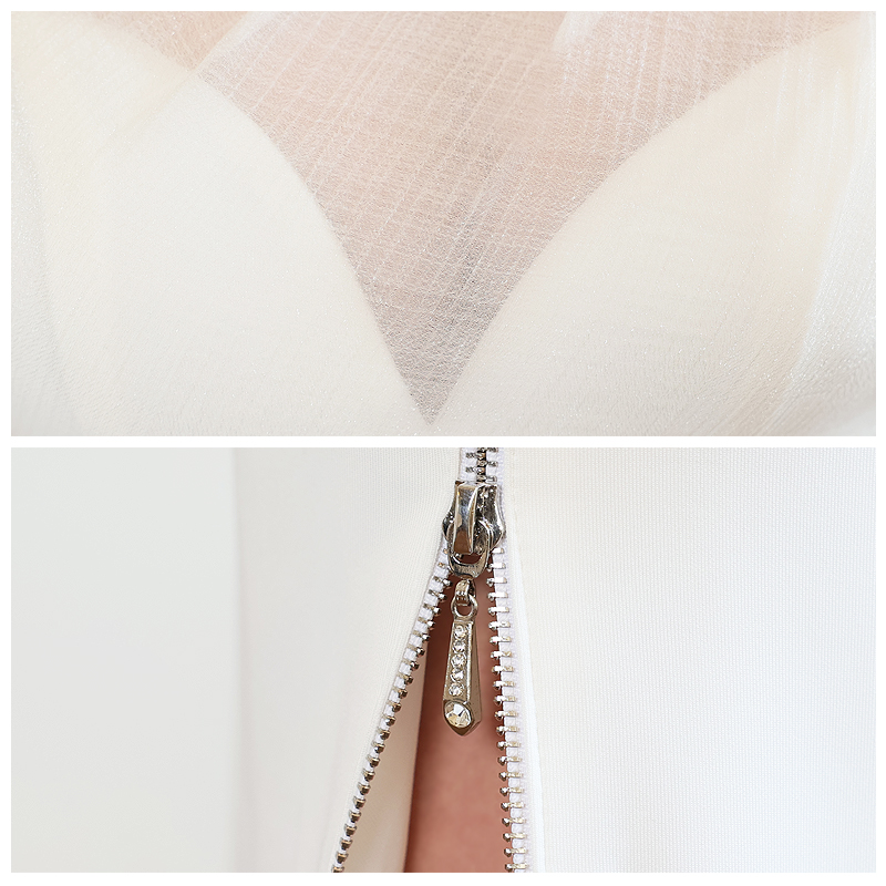 【Veautt/ヴュート】ショルダータック シースルー ジップスリット ワンカラー タイトひざ丈ドレスのイメージ画像8
