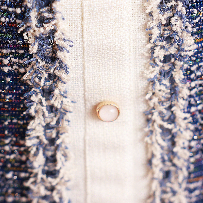 【Veautt/ヴュート】カラー フロントボタン ベルト チェック ツイード ノースリーブ タイト ミディアムドレスのイメージ画像13