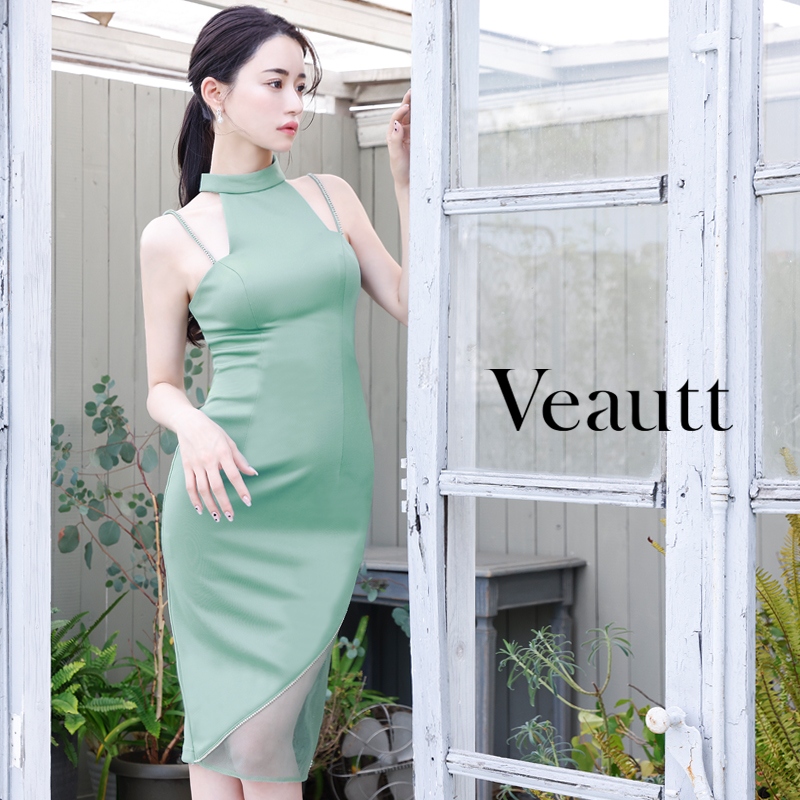 アメリカンスリーブ キャミソール ヘム シースルーメッシュ タイトミディアム ひざ丈ドレスのメイン画像