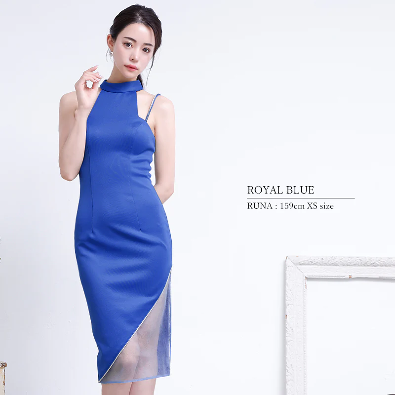 アメリカンスリーブ キャミソール ヘム シースルーメッシュ タイトミディアム ひざ丈ドレスのイメージ画像6