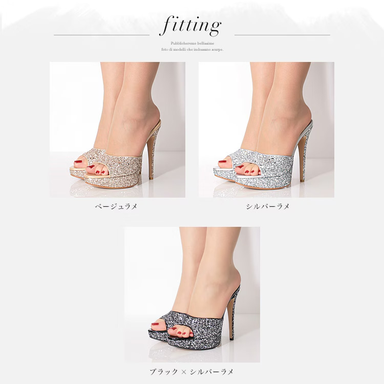 COMEX[コメックス]グリッター ラメ ハイヒール オープントゥ ミュール サンダルのイメージ画像13