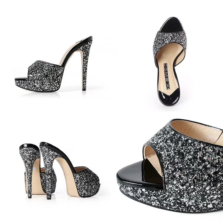 COMEX[コメックス]グリッター ラメ ハイヒール オープントゥ ミュール サンダルのイメージ画像8