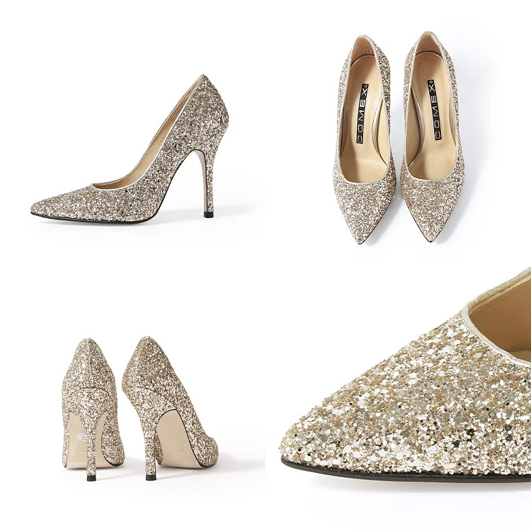 COMEX [コメックス]グリッター ラメ ピンヒール 美脚 ポインテッドトゥ パンプスのイメージ画像5