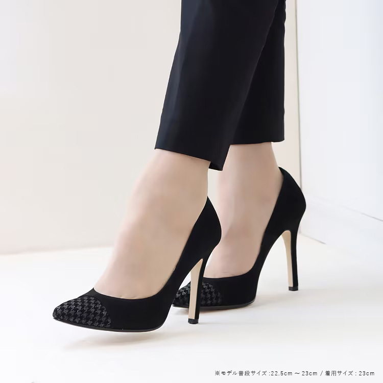 キャバヒール アーモンドトゥ ピンヒール つま先ラメ パンプス ハイヒールのイメージ画像4