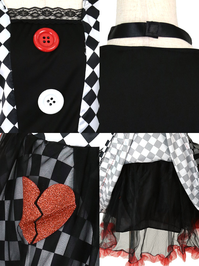 袖あり ボタン フレアスカート チェック ホラーのイメージ画像3