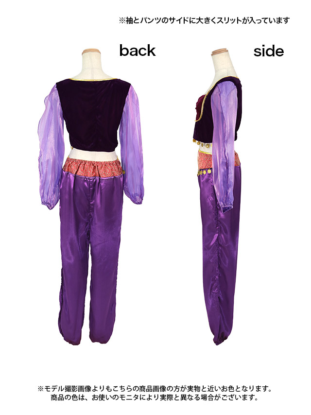 コスプレ 袖あり ロングパンツ スリット アラビアン衣装3点セットのイメージ画像3