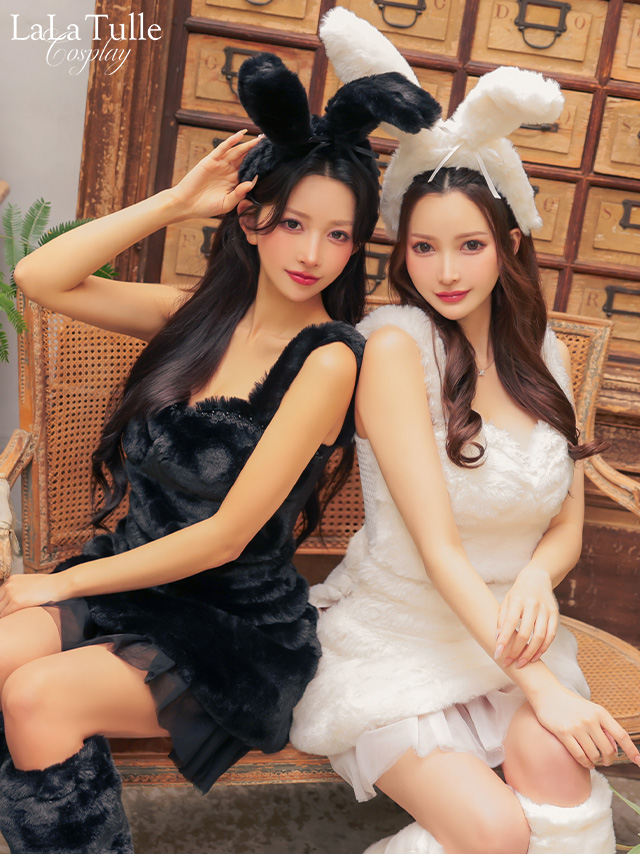 ふわふわ もこもこ チュール バニーガール ラブリー 衣装5点セットのメイン画像